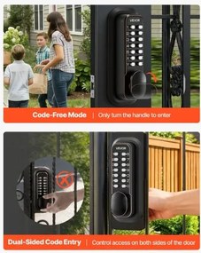 VEVOR Mechanical Keyless Entry Door Lock, 2.0 Code Upgrade, 4-7 Digits Code, Double-Sided Push Button Combination Mechanical Keypad Door Knob, Auto Locking, for Indoor or Outdoor, Oil-Rubbed Bronze