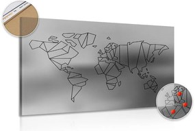 Εικόνα σε στυλιζαρισμένο παγκόσμιο χάρτη από φελλό σε ασπρόμαυρο - 120x80  transparent
