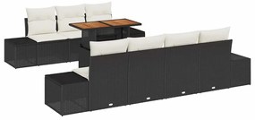 vidaXL Σέτ φαγητού για κήπο 8 pcs Μαύρο, Κρέμα 100 x 55 x 73 εκ