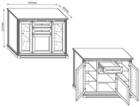 Μπουφές HEGG Chesnut/ MDF Provence 159.6×48x132cm