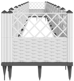vidaXL Ζαρντινιέρα με Πασσάλους Λευκή 363,5x43,5x43,5εκ Πολυπροπυλένιο