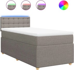 vidaXL Κρεβάτι Boxspring με Στρώμα Taupe 100 x 200 εκ. Υφασμάτινο