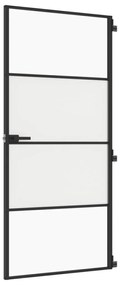 Εσωτερική Πόρτα Μαύρη 93 x 201,5 εκ. Ψημένο Γυαλί &amp; Αλουμίνιο - Μαύρο