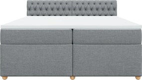 vidaXL Κρεβάτι Boxspring με Στρώμα Ανοιχτό Γκρι 200x200 εκ. Υφασμάτινο