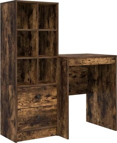 vidaXL Γραφείο με συρτάρι 2 pcs Καπνιστό Δρύς