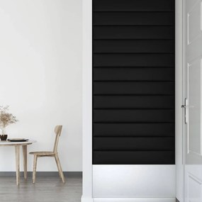 vidaXL Πάνελ Τοίχου 12 τεμ. Μαύρα 90 x 15 εκ. 1,62 μ² Συνθετικό Δέρμα