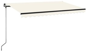 vidaXL Τέντα Συρόμενη Χειροκίνητη με LED Κρεμ 450 x 350 εκ.