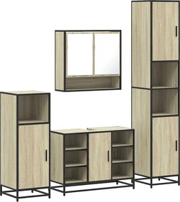 vidaXL Σετ Επίπλων Μπάνιου 4 Τεμαχίων Sonoma Δρυς Επεξεργασμένο Ξύλο