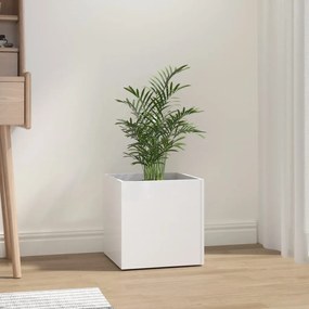 vidaXL Ζαρντινιέρα Γυαλιστερή Λευκή 40x40x40 εκ. Επεξεργασμένο Ξύλο