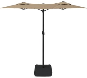 vidaXL Ομπρέλα Κήπου με Διπλή Κορυφή και LED Taupe 316 x 145 εκ.