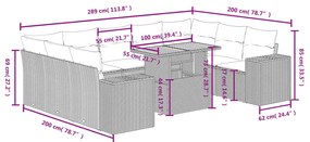 vidaXL Σαλόνι Κήπου Σετ 10 Τεμαχίων Μαύρο Συνθετικό Ρατάν με Μαξιλάρια