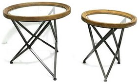 Σετ με 2 τραπέζια DKD Home Decor Μαύρο Φυσικό 65 x 65 x 63 cm