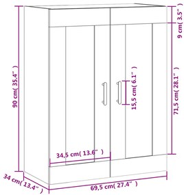 Ντουλάπι Επιτοίχιο Γκρι Σκυροδεμ. 69,5x34x90 εκ. Επεξεργ. Ξύλο - Γκρι