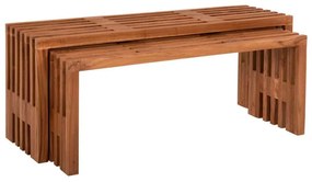 Τραπέζια Σαλονιού Σετ (Σετ 2Τμχ) Nya HM9828 110x30x46cm Από Μασίφ Ξύλο Teak-Natural Ξύλο