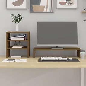 vidaXL Βάση Οθόνης Καφέ 81x20x30 εκ. από Μασίφ Ξύλο Πεύκου
