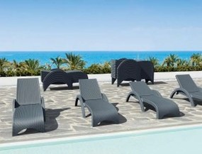 Ξαπλώστρα πολυπροπυλενίου Wicker με μπράτσα Fiji Ανθρακί