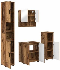 vidaXL Σετ Επίπλων Μπάνιου με πόρτα 4 pcs Παλαιό ξύλο 61 x 35 x 64 εκ.