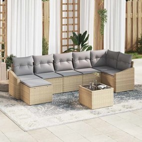 vidaXL Σετ Καναπέ Κήπου 8 pcs Μπεζ Πολυ ράταν