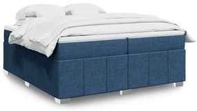 vidaXL Κρεβάτι Boxspring με Στρώμα Μπλε 200x200 εκ. Υφασμάτινο