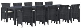 vidaXL Σέτ φαγητού για κήπο με μαξιλάρι 11 pcs Ανθρακί και Κρέμα