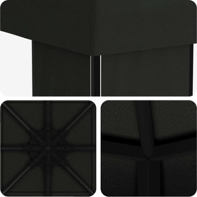 vidaXL Κιόσκι 4 x 3 μ Μαύρο Πολυεστέρας και Χάλυβας 190 gsm