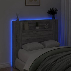 vidaXL Κεφαλάρι με Αποθηκ. Χώρο & LED Γκρι Sonoma 120x16,5x103,5 εκ.