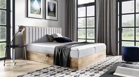 Επενδυμένο κρεβάτι Wood 4-Gkri Anoixto-140 x 200