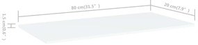 vidaXL Ράφια Βιβλιοθήκης 4 τεμ. Λευκά 80x20x1,5 εκ. από Επεξ. Ξύλο