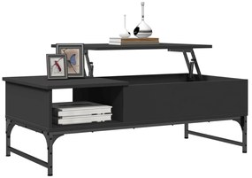 vidaXL Τραπεζάκι Σαλονιού Μαύρο 100x50x35 εκ. από Επεξ. Ξύλο/Μέταλλο