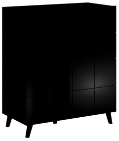 Σιφονιέρα Charlotte 133, Γυαλιστερό μαύρο, Αριθμός συρταριών: 4, 99x91x45cm, 56 kg | Epipla1.gr
