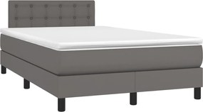 vidaXL Κρεβάτι Boxspring με Στρώμα Γκρι 120x190εκ. από Συνθετικό Δέρμα
