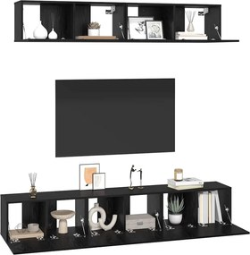 vidaXL Σετ επίπλου τηλεόρασης 5 pcs Μαύρη Οξυά Επεξεργασμένο ξύλο