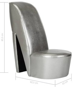 vidaXL Κάθισμα Γόβα Ασημί από Συνθετικό Δέρμα