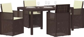 vidaXL Σέτ φαγητού για κήπο με μαξιλάρι 5 pcs Καφέ και Κρεμ PP