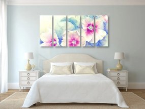 5 μέρος εικόνα ακουαρέλα εικονογράφηση ροζ λουλούδια - 200x100