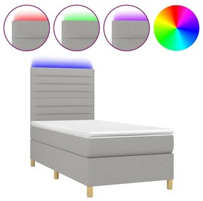 Κρεβάτι Boxspring με Στρώμα &amp; LED Αν.Γκρι 80x200 εκ. Υφασμάτινο - Γκρι