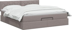 vidaXL Κρεβάτι Ottoman με Στρώμα και LED Taupe 140 x 200 cm Ύφασμα
