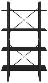 Βιβλιοθήκη με 4 Ράφια Μαύρη 80 x 30 x 140 εκ. από Επεξ. Ξύλο - Μαύρο