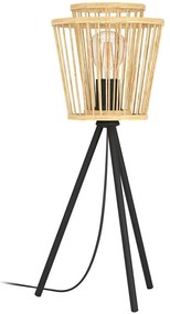 Φωτιστικό Επιτραπέζιο Hykeham 43854 Φ21x57cm 1xΕ27 40W Natural-Black Eglo Ατσάλι,Ξύλο