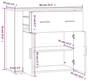 Ντουλάπι Sonoma Δρυς 80x33x70 εκ. από Επεξεργασμένο Ξύλο - Μπεζ