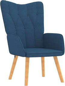 vidaXL Πολυθρόνα Relax Μπλε Υφασμάτινη με Σκαμπό