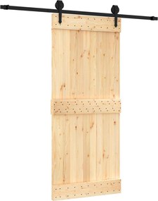 vidaXL Συρόμενη Πόρτα Φυσικό και Μαύρο 90 x 210 cm