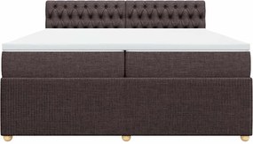vidaXL Κρεβάτι Boxspring με Στρώμα Σκούρο Καφέ 200x200 εκ. Υφασμάτινο