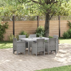 vidaXL Σετ Τραπεζαρίας Κήπου 7 pcs Ανοιχτό γκρι Πολυπροπυλενίου ρατάν