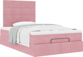 vidaXL Οθωμανικό κρεβάτι με στρώματα Ροζ 120x200cm Velvet