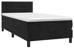 vidaXL Κρεβάτι Boxspring με Στρώμα &amp; LED Μαύρο 90x190 εκ. Βελούδινο
