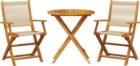 vidaXL Σετ Επίπλων Bistro 3 τεμ. Μπεζ Πολυπροπυλένιο/Μασίφ Ξύλο