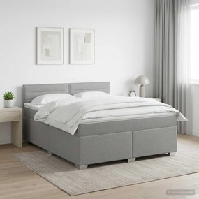 vidaXL Κρεβάτι box spring με στρώμα Ανοιχτό γκρι 160 x 200 cm Ύφασμα