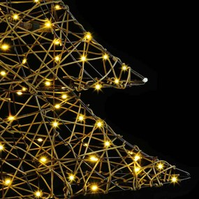 vidaXL Χριστουγεννιάτικο Δέντρο με 120 LED Θερμό λευκό 150 cm Ρατάν