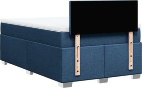 vidaXL Κρεβάτι Boxspring με Στρώμα Μπλε 120x200 εκ. Υφασμάτινο